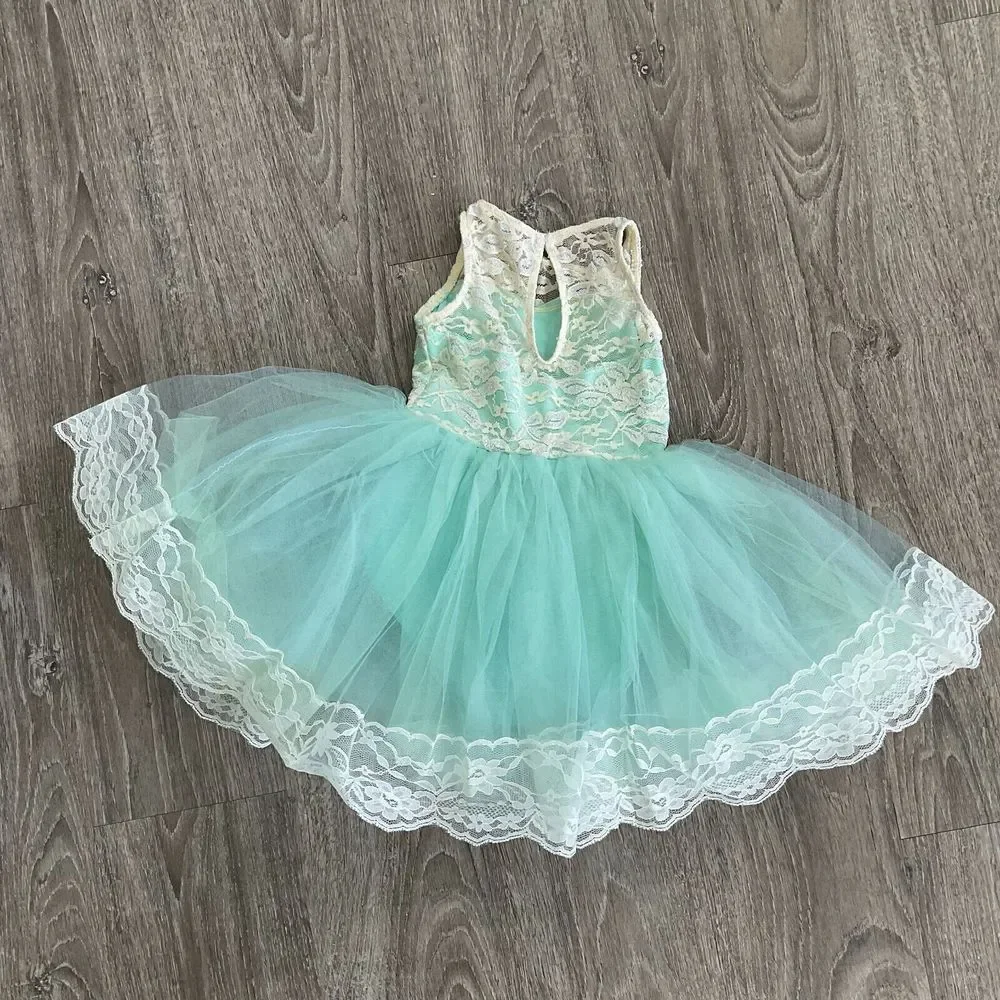 Revolution Mint Green Tutu Dance‎ Costume Leotard Lace Child Size XSC